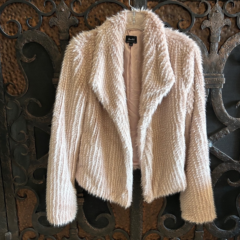 Bardot faux fur jacket dusty pink